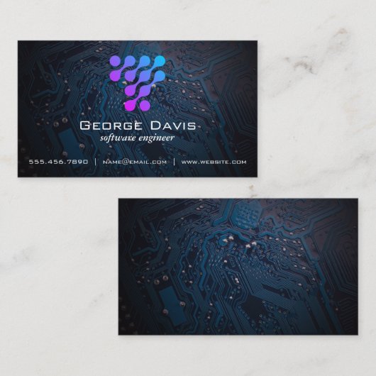 Carte De Visite Modern Tech Logo Microchip (Devant / Derrière)