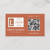 Carte De Visite Modern Terracotta QR Code Minimalist Custom Logo (Devant)