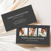 Carte De Visite Modern Three Photo Collage Photographe de charbon