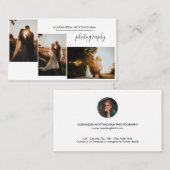 Carte De Visite Modern Three Photo Collage Wedding Photography (Devant / Derrière)