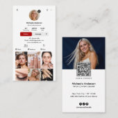 Carte De Visite Modern TikTok Influencer QR Code & Socials (Devant / Derrière)