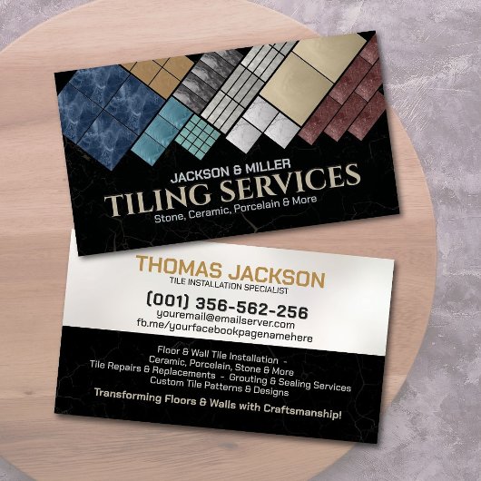 Carte De Visite Modern Tiling Services Black Marble Tile Collage