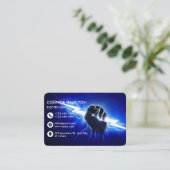Carte De Visite Modern Trendy Cool Blue Lightning Electrician Busi (Debout devant)