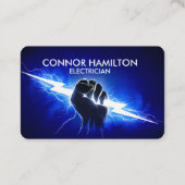 Carte De Visite Modern Trendy Cool Blue Lightning Electrician Busi (Dos)