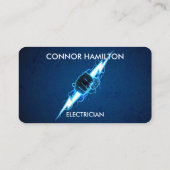 Carte De Visite Modern Trendy Cool Blue Lightning Electrician Busi (Dos)