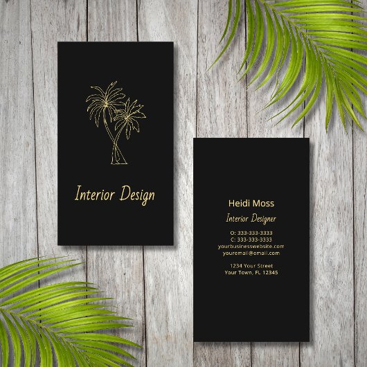 Carte De Visite Modern Tropical Palm Trees Elegant Interior Design
