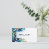 Carte De Visite Modern Turquoise Ink Gold Swirls (Debout devant)