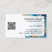 Carte De Visite Modern Turquoise Ink Gold Swirls (Dos)