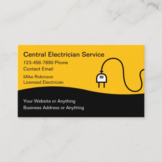 Carte De Visite Modern Unique Electrician Business Cards (Devant)