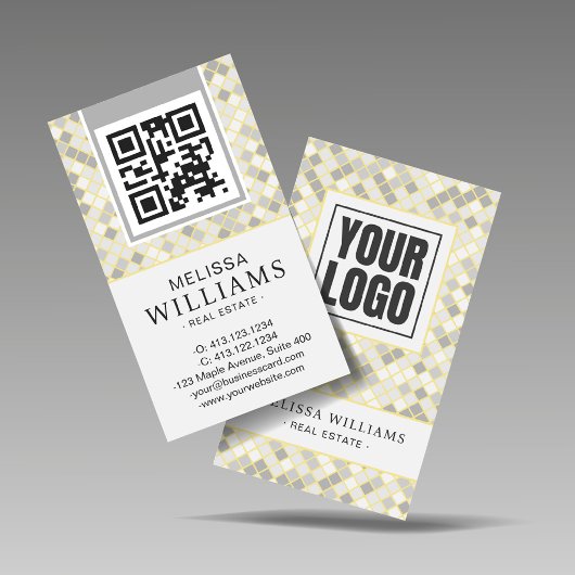 Carte De Visite Modern Vertical Yellow & Gray Geometric 