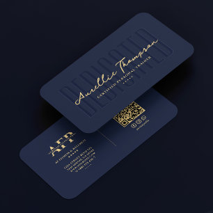 Carte De Visite Modern Wellness Coach Nutritionist Dark Navy Blue