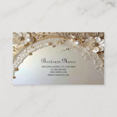 Carte De Visite Modern White Flowers Pearls Business Card (Dos)