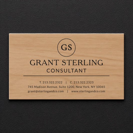 Carte De Visite Modern Wood Consultant Luxury Monogram