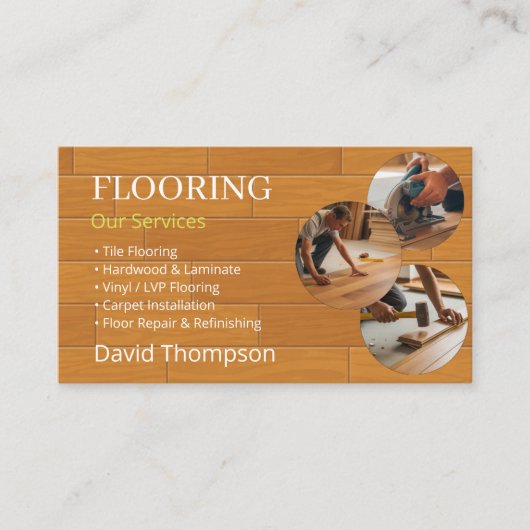 Carte De Visite Modern Wood Flooring Tile Service (Devant)