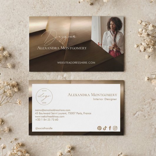 Carte De Visite Modern Wood Professional Interior Designer Photo