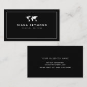 Carte De Visite Modern World Map Black (Devant / Derrière)