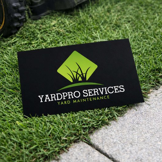 Carte De Visite Modern Yard Maintenance Green Grass Logo Black
