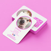 Carte De Visite Moderne 2 Photo Dog Pet Social Media QR Code