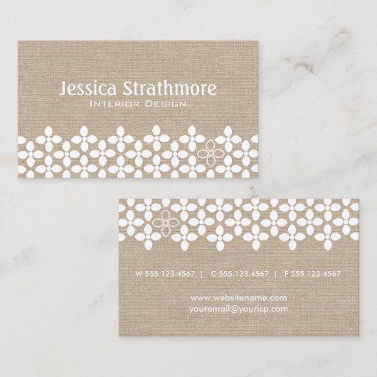 Carte de visite moderne à fleurs blanches (Devant / Derrière)