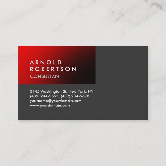 Carte de visite moderne à la mode gris-rouge clair (Devant)