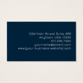 Carte de visite moderne à monogramme bleu rose or (Dos)