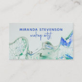 Carte De Visite Moderne Abstrait bleu acrylique pour peindre (Devant)