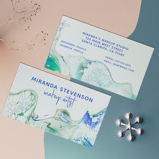 Carte De Visite Moderne Abstrait bleu acrylique pour peindre