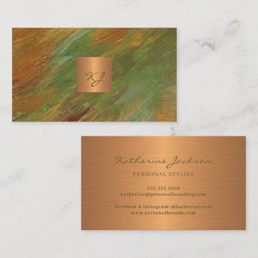 Carte De Visite Moderne abstrait élégant or monogrammed (Devant / Derrière)