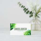 Carte De Visite Moderne Abstrait Emerald Green Brush Stroke tendan (Debout devant)