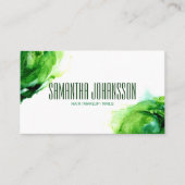 Carte De Visite Moderne Abstrait Emerald Green Brush Stroke tendan (Devant)