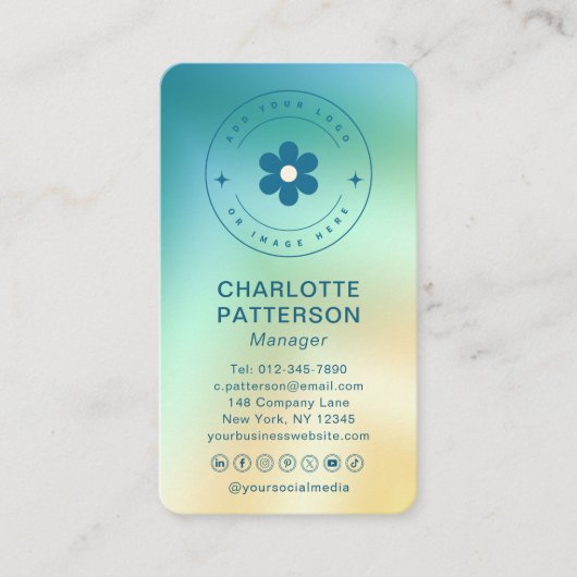 Carte De Visite Moderne Abstrait Gradient tendance Ajouter un logo (Devant)