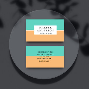 Carte De Visite Moderne Abstrait Green & Orange Professional