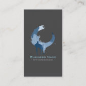 Carte De Visite Moderne Abstrait Gris Foncé & Bleu Tourbillon (Devant)