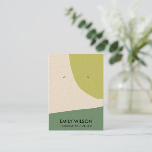 CARTE DE VISITE MODERNE ABSTRAIT LIME VERT KRAFT EARRING AFFICHAGE (Debout devant)