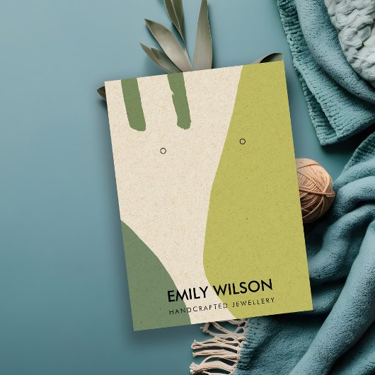 CARTE DE VISITE MODERNE ABSTRAIT LIME VERT KRAFT EARRING AFFICHAGE