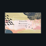 Carte de visite moderne Abstrait or et rose<br><div class="desc">Ce carte de visite moderne et élégant présente votre nom et votre titre en lettres noires avec l'arrière - plan motif abstrait en fausse feuille d'or, rose, bleu marine, et corail rose / orange. Au verso, on trouve des motifs à pois orange. Parfait pour les designers d'intérieur, les graphistes, les...</div>