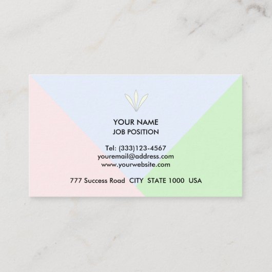 Carte De Visite Moderne Abstrait Pastel Gold Rose, bleu et vert (Dos)