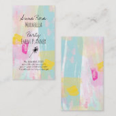 Carte De Visite *~* Moderne Abstrait Pastel Turquoise Rose Jaune (Devant / Derrière)