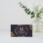 Carte De Visite Moderne Abstrait Violet Or (Debout devant)