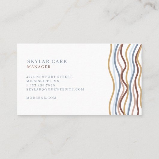 Carte De Visite Moderne Abstraite ligne Wave Motif Design blanc (Dos)
