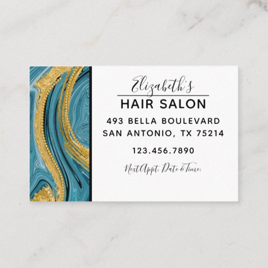 Carte De Visite Moderne Agate Marbre Professionnel Coiffure Stylli (Dos)