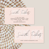 Carte De Visite Moderne ajoute nom de marque élégant rose blush