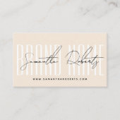 Carte De Visite Moderne ajouter marque élégant beige (Devant)