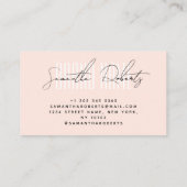 Carte De Visite Moderne ajouter marque élégant rose pâle (Dos)
