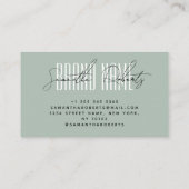 Carte De Visite Moderne ajouter marque élégante menthe (Dos)