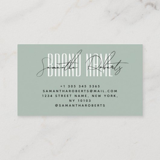 Carte De Visite Moderne ajouter marque élégante menthe (Dos)