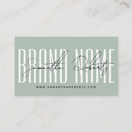 Carte De Visite Moderne ajouter marque élégante menthe (Devant)