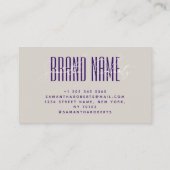Carte De Visite Moderne ajouter nom de marque élégant violet (Dos)
