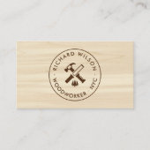 Carte De Visite Moderne apparence de grain de bois logo de charpen (Devant)