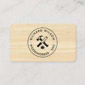 Carte De Visite Moderne apparence de grain de bois logo de charpen (Devant)